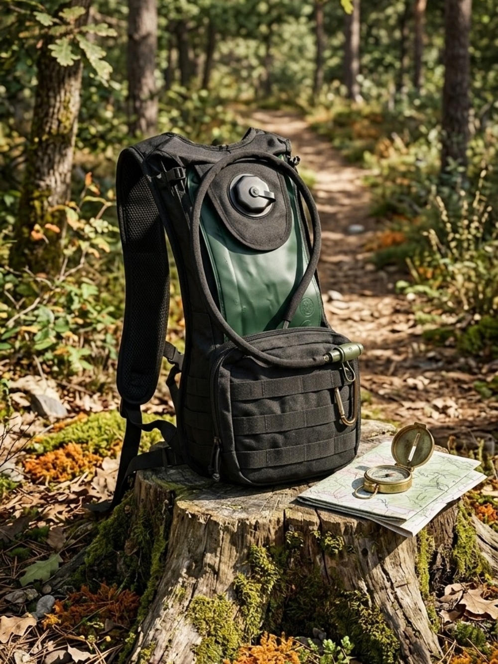 Hydration Pack Backpack - Black & Green Tactical Daypack